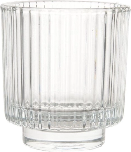 Portavelas de vidrio transparente 8 × 8,5 cm