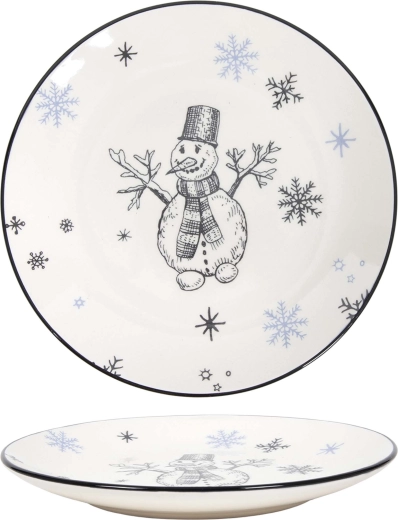 Plato con muñeco de nieve azul 19 cm