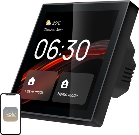 Panel de control inteligente de pared MOES para hogar inteligente (Wi‑Fi/Zigbee, LCD táctil de 4")