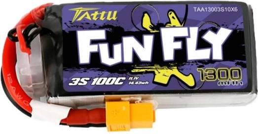 Batería LiPo Tattu Fun Fly 1300 mAh 11,1 V 3S 100C con conector XT60