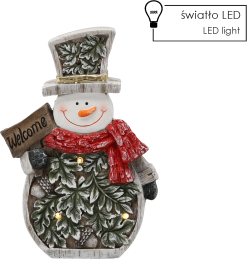 Figura navideña de muñeco de nieve con hojas LED