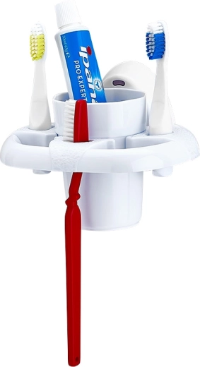Soporte de plástico para cepillos de dientes 18 × 16,5 × 9 cm