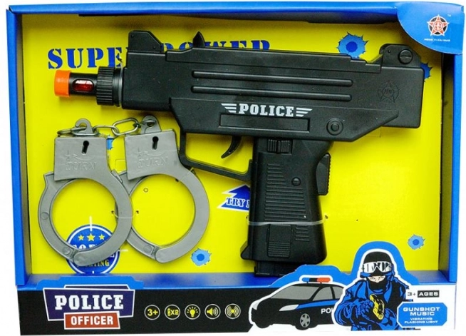 Pistola de policía con esposas – set infantil para pequeños policías
