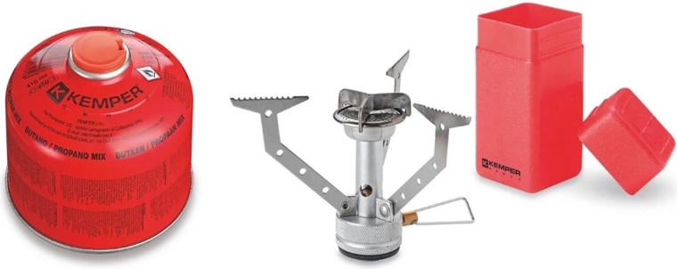 Hornillo de gas plegable para camping KE3009C con encendido piezoeléctrico y cartucho