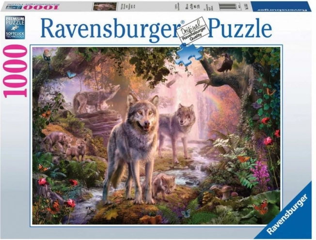Puzzle de 1000 piezas Ravensburger – familia de lobos en verano