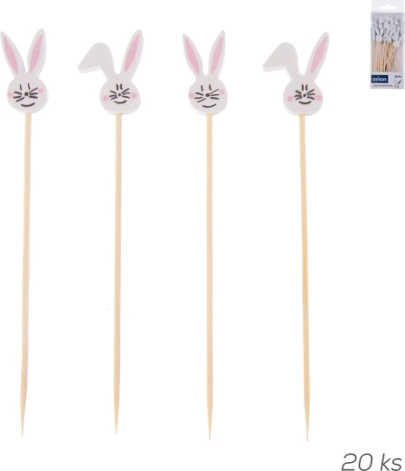 Pinchos de bambú con forma de conejito – mix, 20 uds.