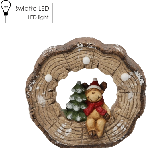 Figura navideña – reno en tocón con iluminación LED 29 × 12 × 26 cm
