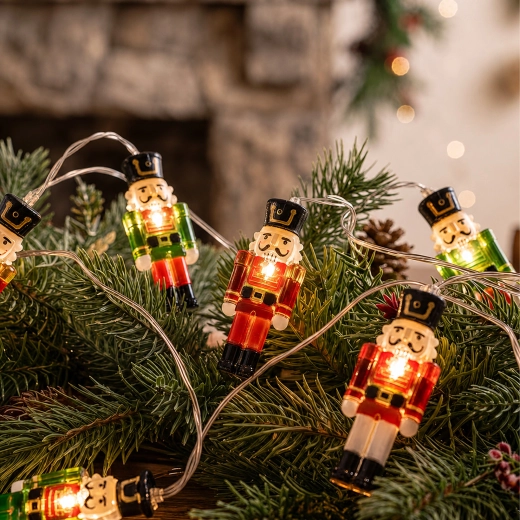 Cadena de luces LED navideñas con cascanueces, 10 luces - 1 unidad