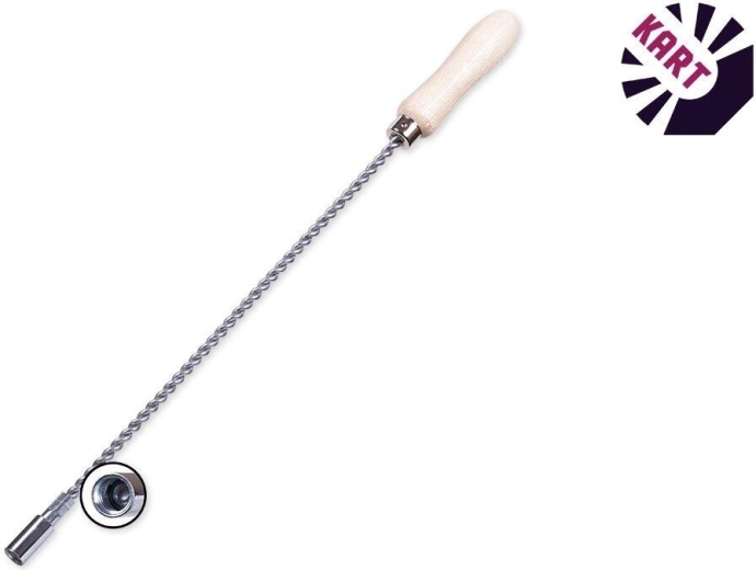 Extensión prolongadora para cepillos de tubo de 1 m con M12, alambre galvanizado y mango de madera