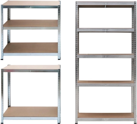 Estantería metálica de almacenamiento 2 en 1 con 5 estantes 180 × 90 × 40 cm