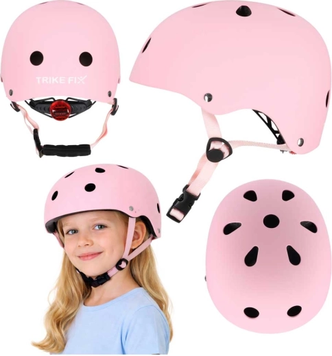 Casco infantil de ciclismo Trike Fix con LED, rosa (S 48–54 cm)