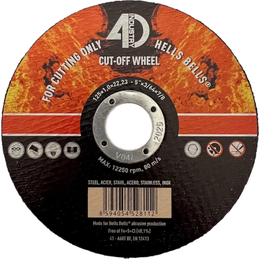 Disco de corte para acero e inoxidable 125 × 1,0 × 22,2 mm