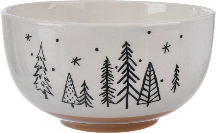 Cuenco de servir de dolomita con forma de árbol de Navidad 14 cm blanco/beige