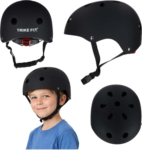 Casco de ciclismo infantil con LED TRIKE FIX, talla M (55–58 cm), negro