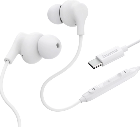 Auriculares intrauditivos con cable Hama Curly USB‑C blancos
