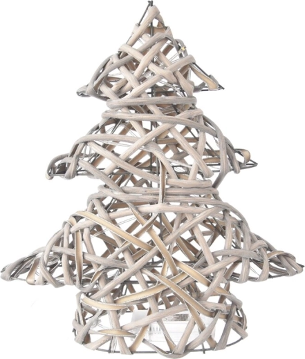 Arbolito decorativo de ratán con 15 LED y temporizador, gris