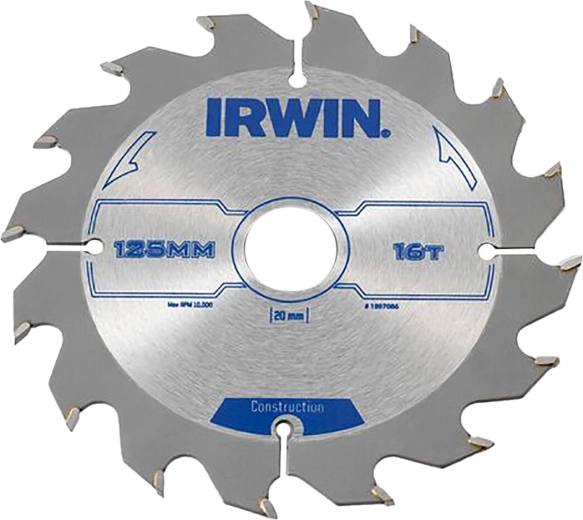 Disco de sierra IRWIN 125 mm, 16 dientes, para madera