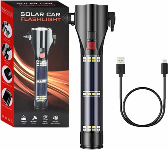 Linterna solar Superfire con funciones de seguridad 310 lm