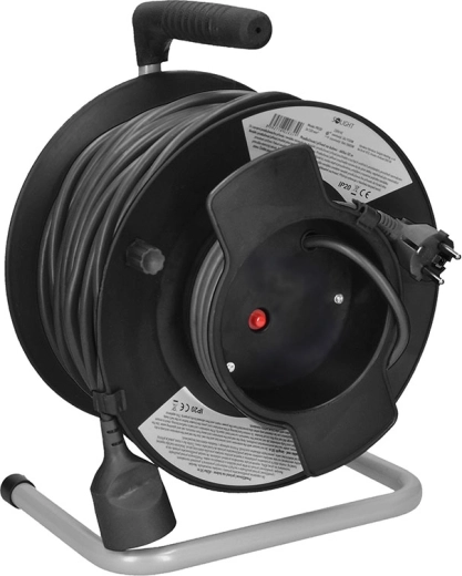 Alargador eléctrico Solight en carrete de 50 m, 1 toma, negro