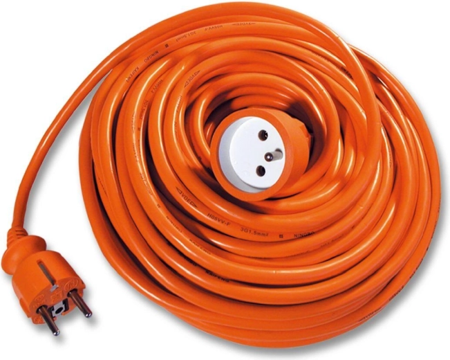 Cable alargador 25 m, 1 toma, 3×1,5 mm², naranja
