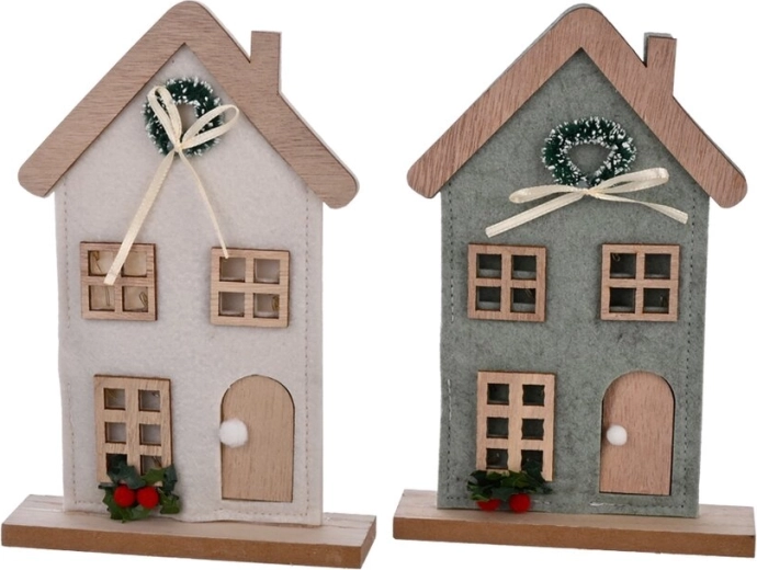 Casita decorativa de madera con iluminación LED 11 × 4 × 18 cm (2 variantes)