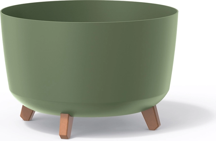 Maceta con patas Gracia Standard 39 cm – macetero de plástico verde tierra para plantas