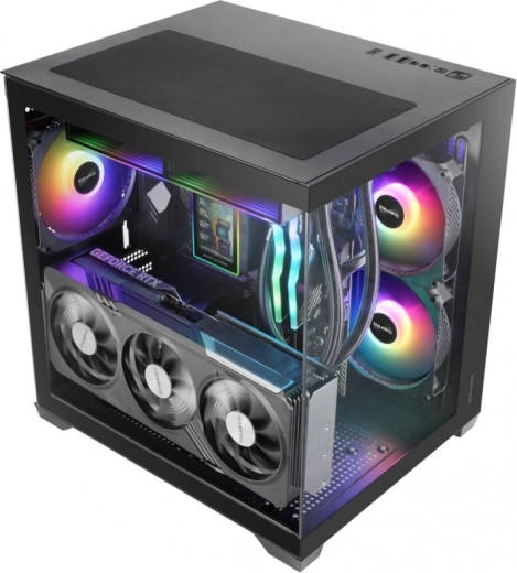 Mars MC-VIEW3 caja microATX negra 3× ARGB