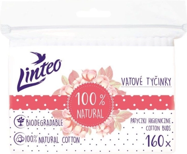 Bastoncillos de algodón de papel Linteo 100% natural 160 uds