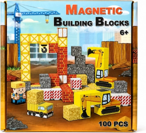 Bloques de construcción magnéticos – obra de construcción 100 piezas