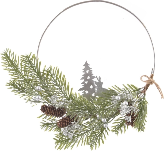 Corona decorativa colgante DEER de metal y plástico, 28 cm
