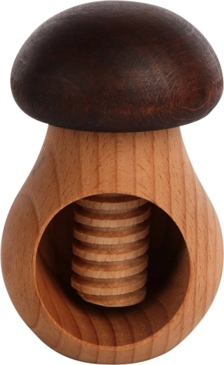 Cascanueces de madera con forma de seta