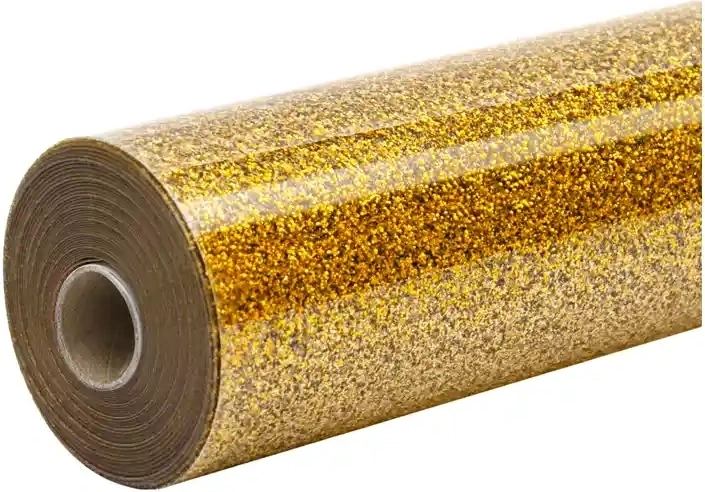 HTVRONT lámina termotransferible con purpurina 30,5 × 90 cm dorada