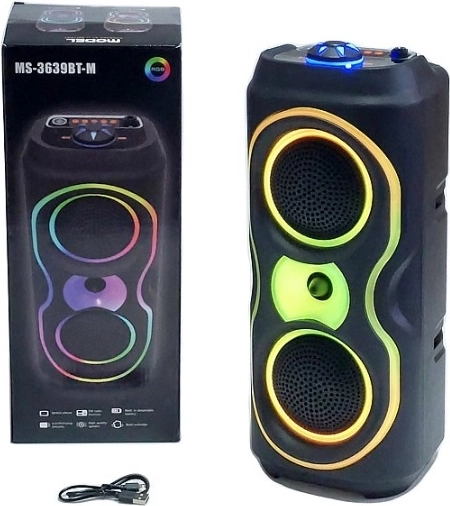Altavoz Bluetooth portátil con iluminación RGB, USB y radio FM