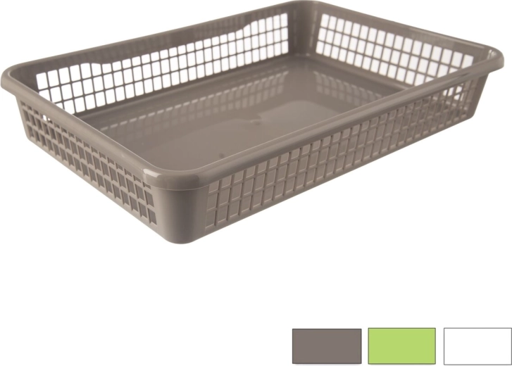 Organizador de plástico – cesta baja 38,5 × 25,5 × 6,5 cm (mezcla de colores)