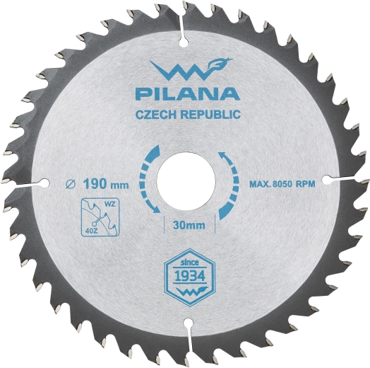 Disco de sierra PILANA 190 mm, 40 dientes, de carburo
