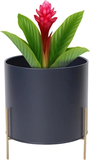 Cubremaceta metálico granate con base dorada 20 cm