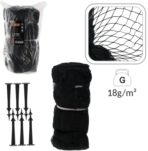 Red protectora contra pájaros 8 × 20 m, 18 g/m² + 16 grapas de plástico