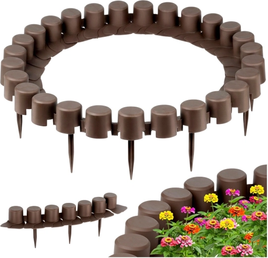 Palisada de jardín marrón 220 cm, juego de 4 piezas