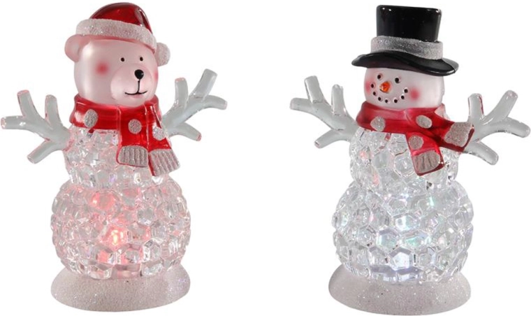 Decoración navideña luminosa LED – figuras de Santa y muñeco de nieve