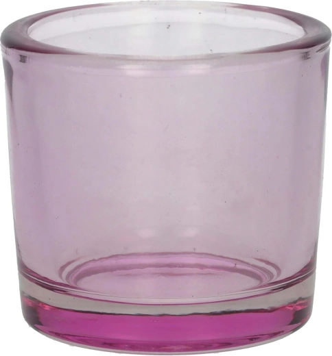 Portavelas para vela de té Espen 6,5 × 6 cm vidrio morado y transparente