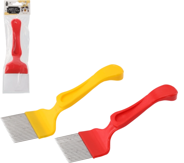 Tenedor desoperculador de miel de acero inoxidable 20,4 × 7 cm con mango de plástico