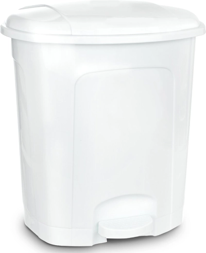 Papelera de plástico con pedal 50 l blanca