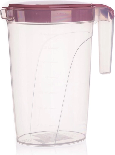 Jarra de plástico con tapa y medidor de 2 l, rosa oscuro