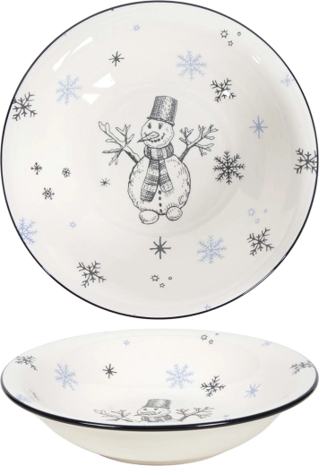 Plato hondo Muñeco de nieve azul 21 cm