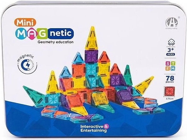 Mini set de construcción magnético de 78 piezas en lata metálica