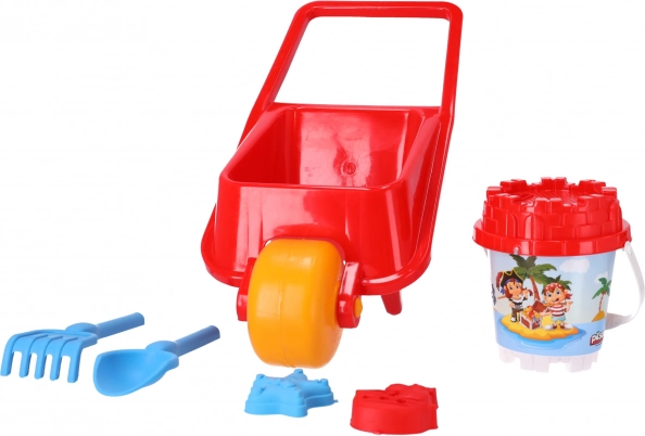 Carretilla con accesorios para arenero 5 piezas – roja, Pilsan