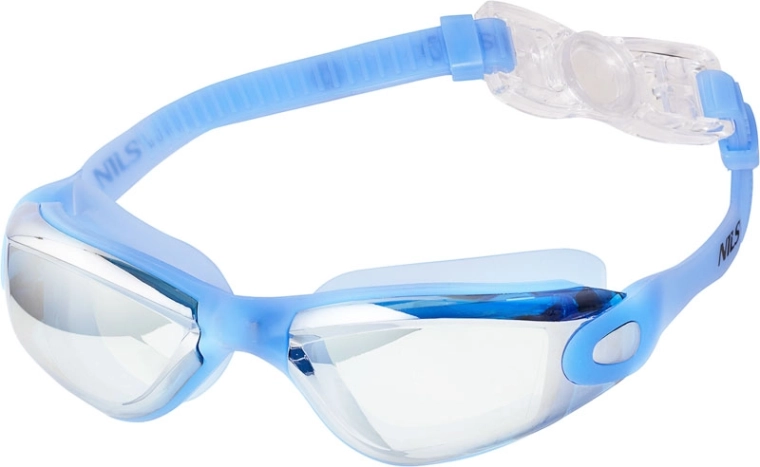 Gafas de natación NILS Aqua azules con lentes espejadas y Anti‑Fog