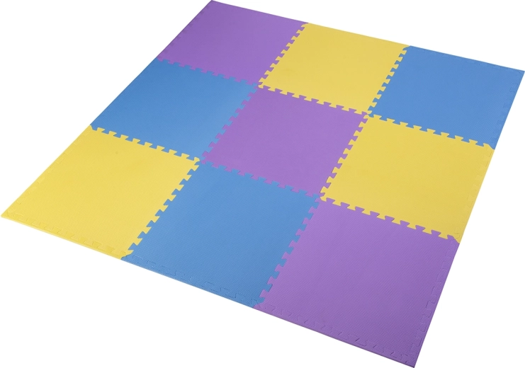 Alfombrilla protectora tipo puzzle de espuma EVA amarillo‑azul‑morado