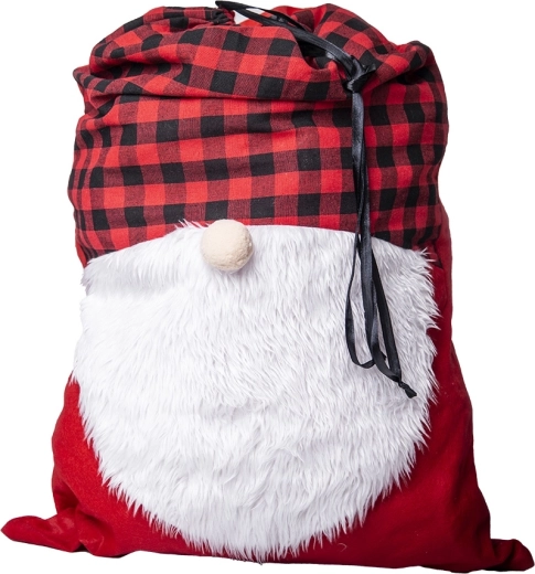 Saco navideño para regalos de poliéster 87 × 56 cm con motivo de barba de Santa