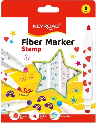 Rotuladores Keyroad dúo con sello, set de 8 uds